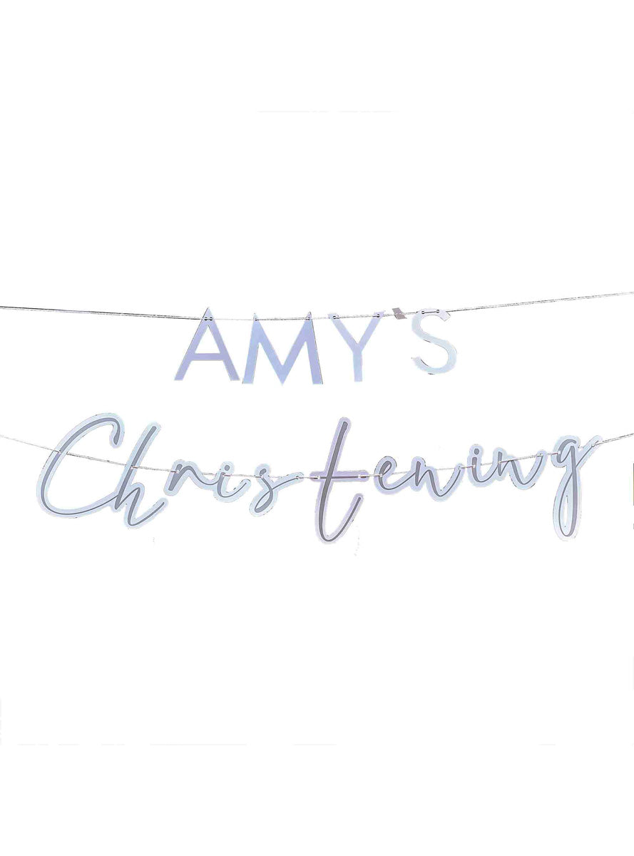 Christening Customisable Silver 150cm Bunting – Main Image