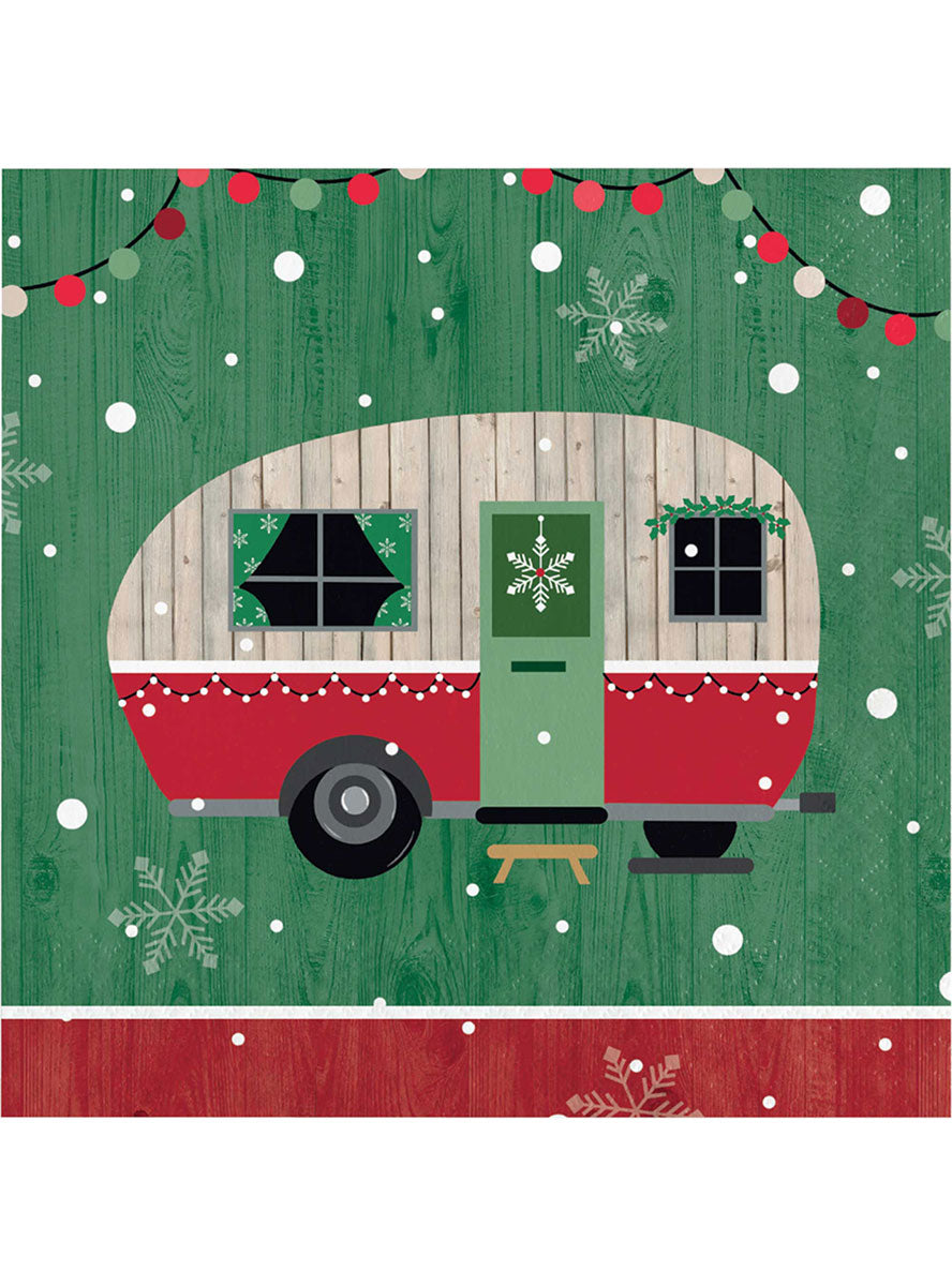 Green Christmas Campers 16 Pack of Lunch Napkins