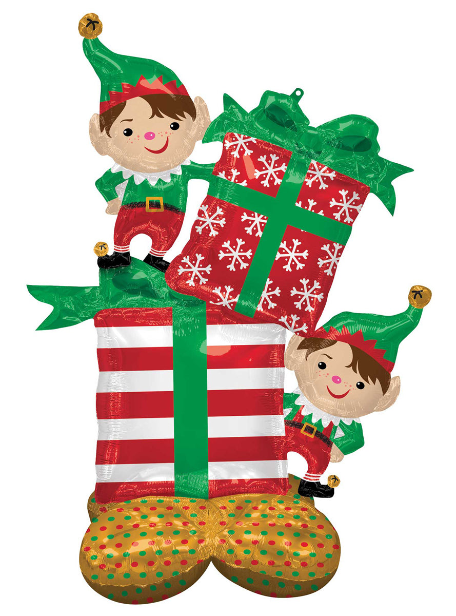 Arloonz Air Fill 134cm Christmas Elves And Gifts Foil Balloon