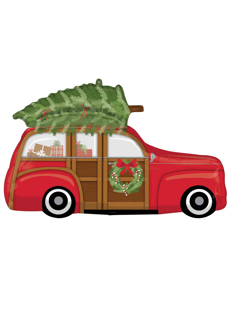 Supershape Christmas Wagon With Trees Self Sealing Foil Balloon