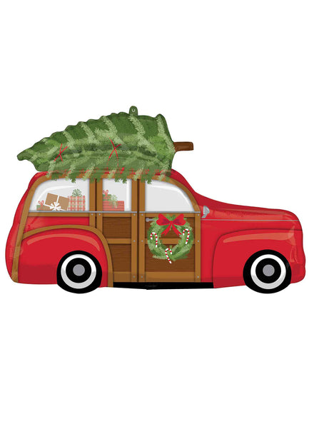 Supershape Christmas Wagon With Trees Self Sealing Foil Balloon