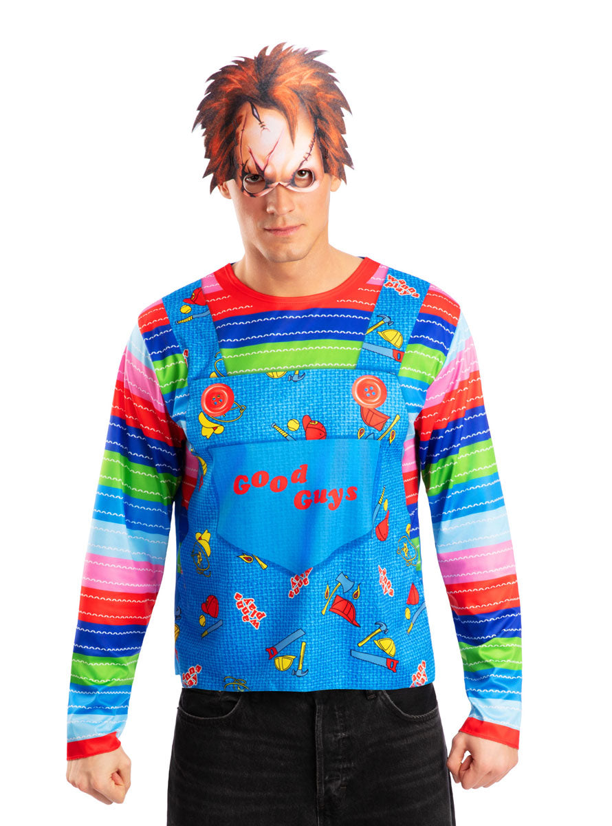 Chucky Mens Halloween Costume Top And Mask Set - Main Image