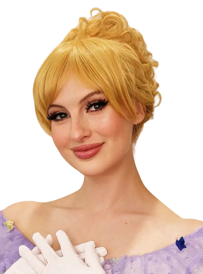 Cinderella Womens Blonde Princess Costume Wig with Bun - Alternative Image