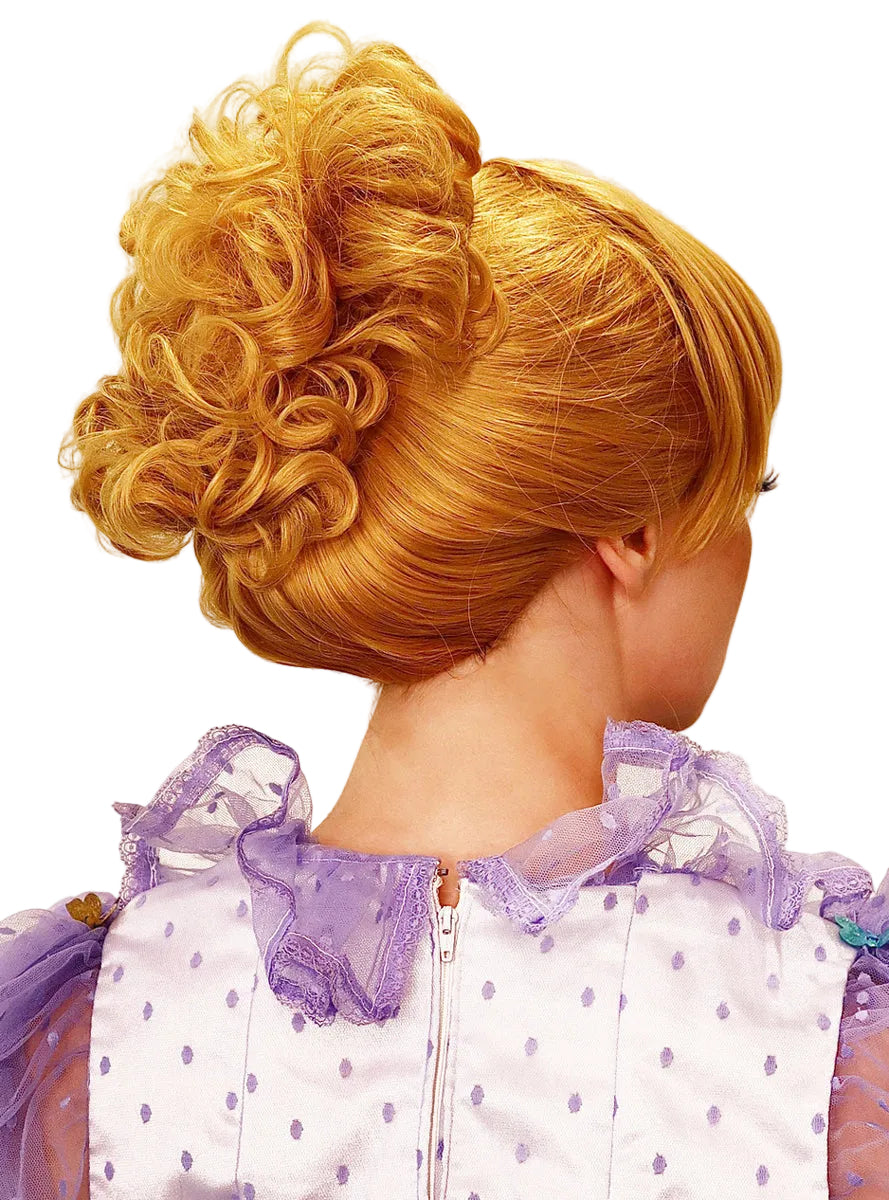 Cinderella Womens Blonde Princess Costume Wig with Bun - Back Image 2