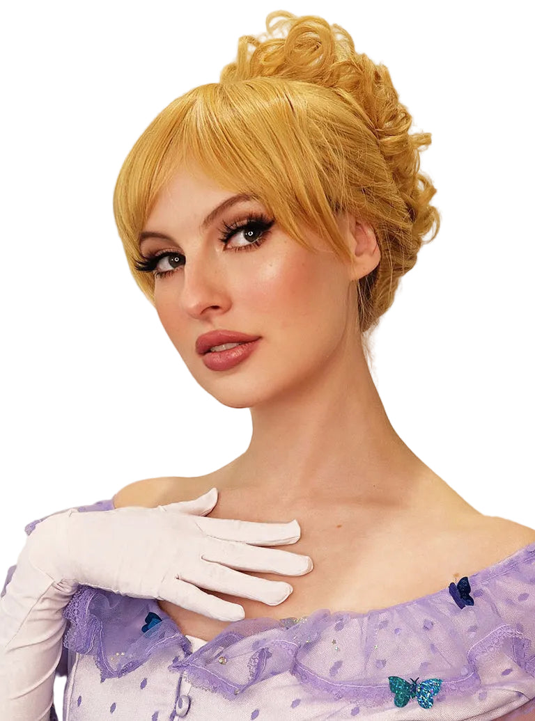 Cinderella Womens Blonde Princess Costume Wig with Bun - Main Image