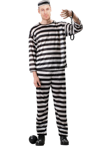 Image of Striped Black And White Classic Convict Mens Costume