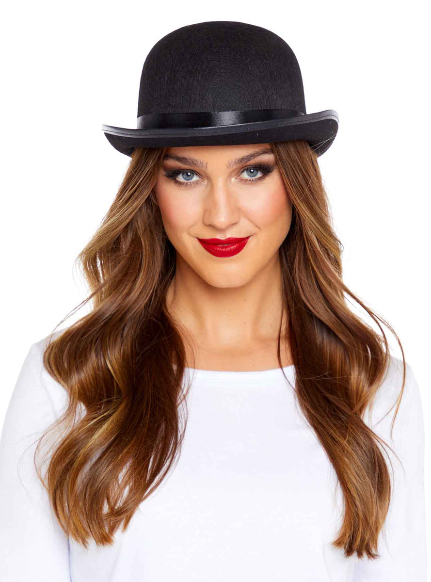 Adults Black Bowler Hat - Main Image