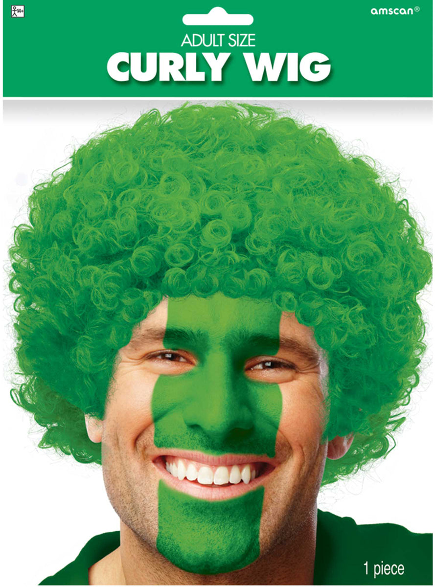 Basic Green Curly Afro Wig - Main Image