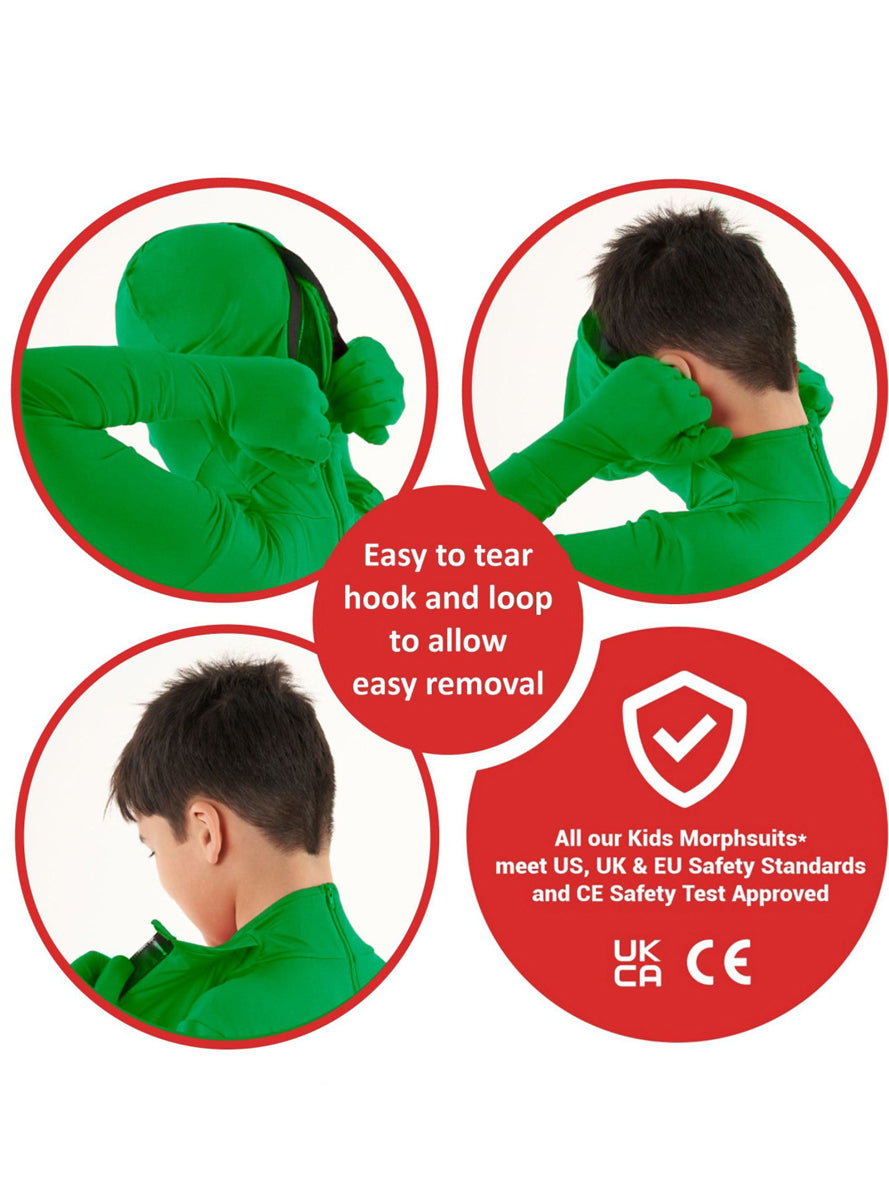 Classic Boys Green Morphsuit - Mask Details Image