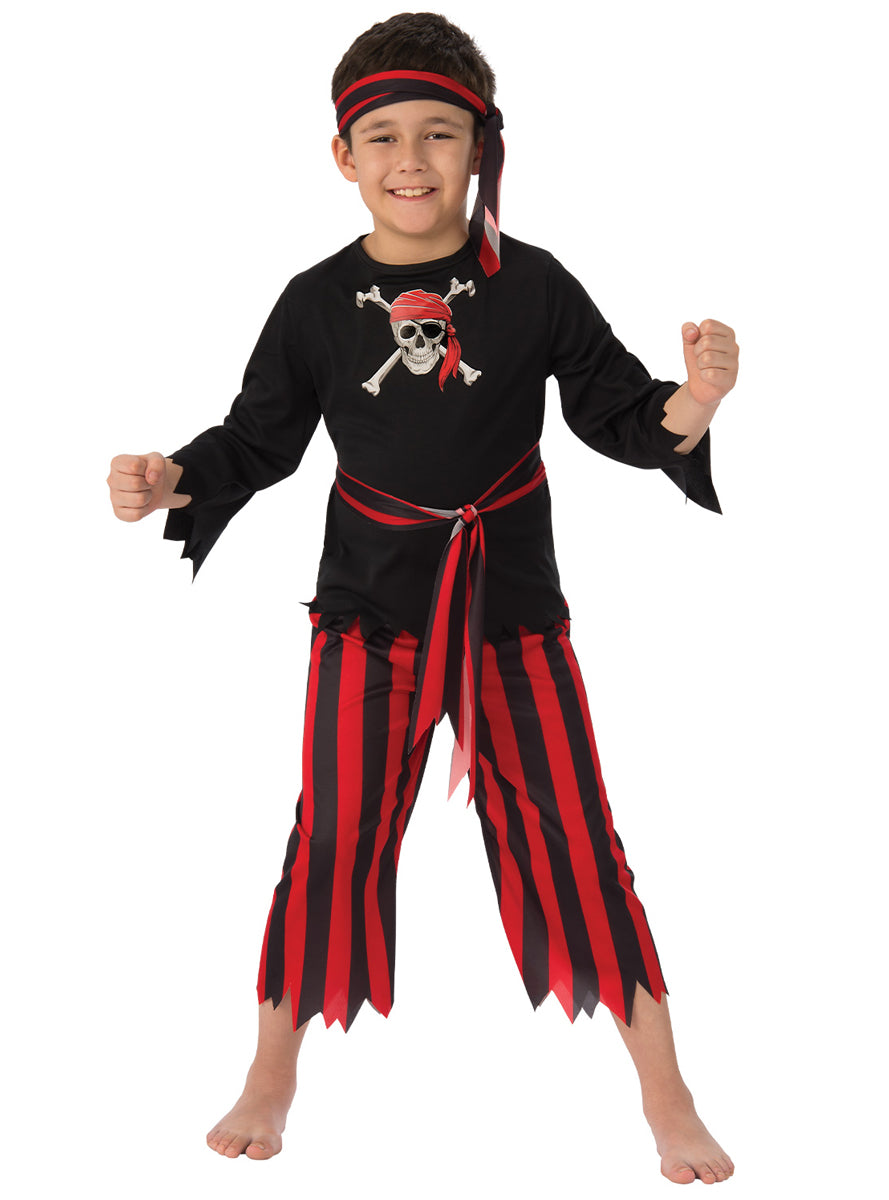 Boys Classic Red And Black Pirate Costume - Main Image