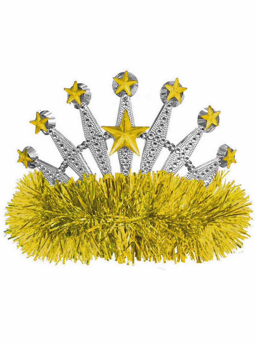 Yellow Tinsel Tiara Crown - Main Image