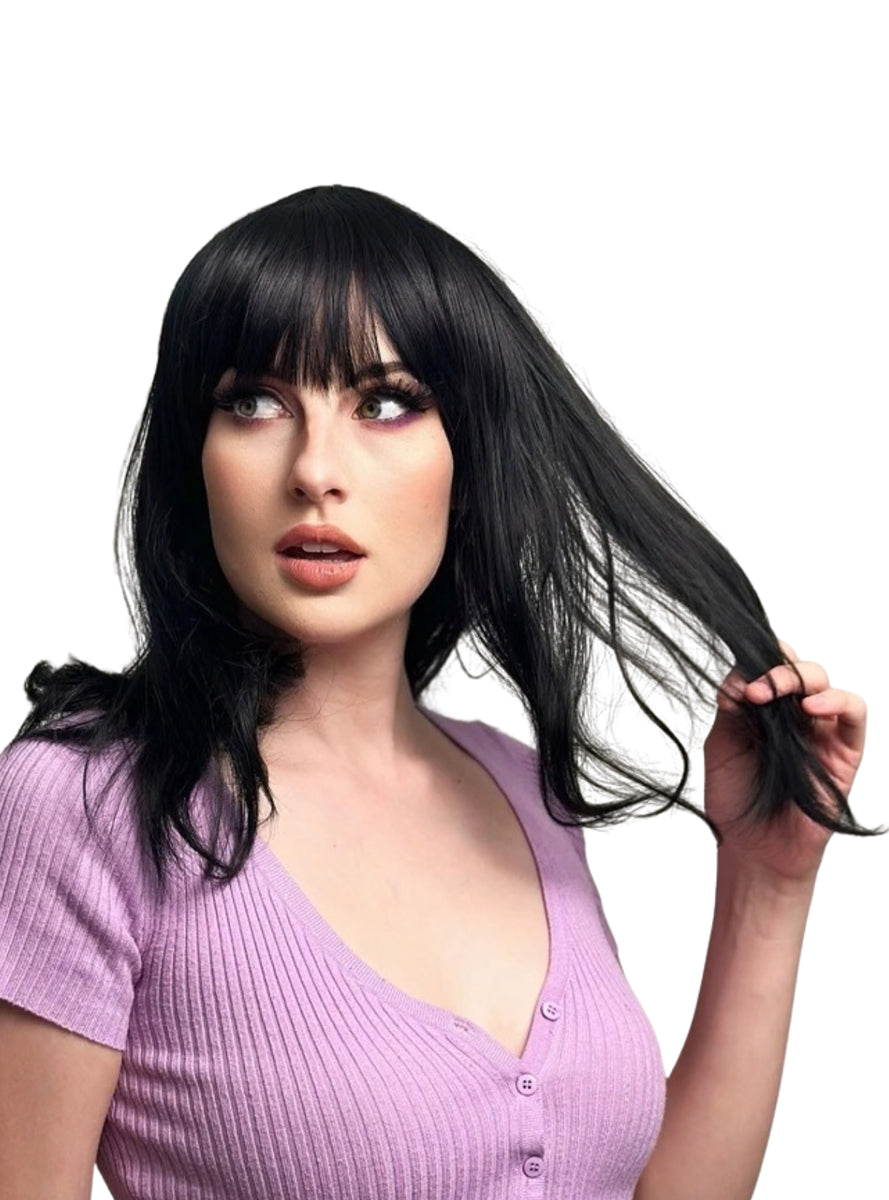 Cleo Black Heat Resistant Wig with Fringe