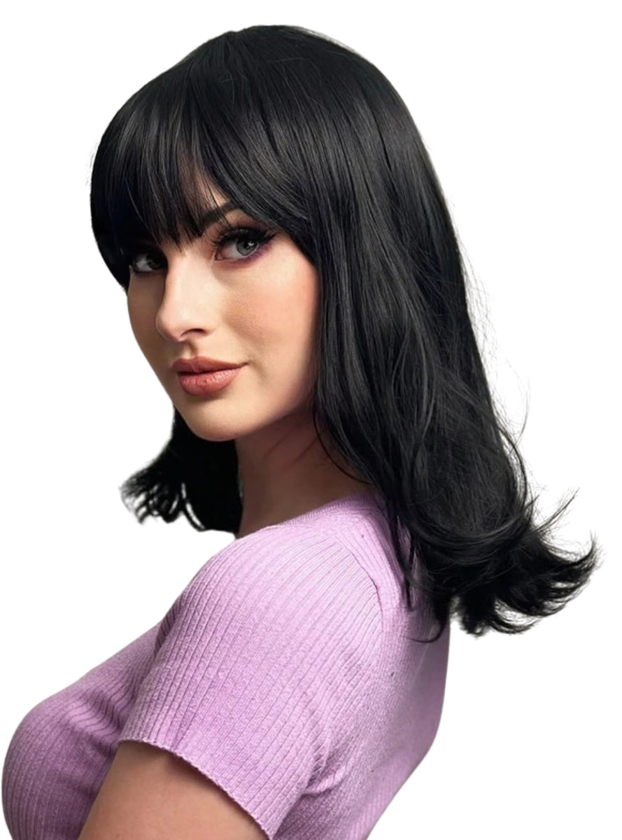 Cleo Black Heat Resistant Wig with Fringe