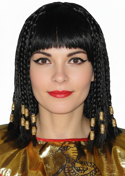 Womens Black Cleopatra Costume Wig With Braids - Main Image