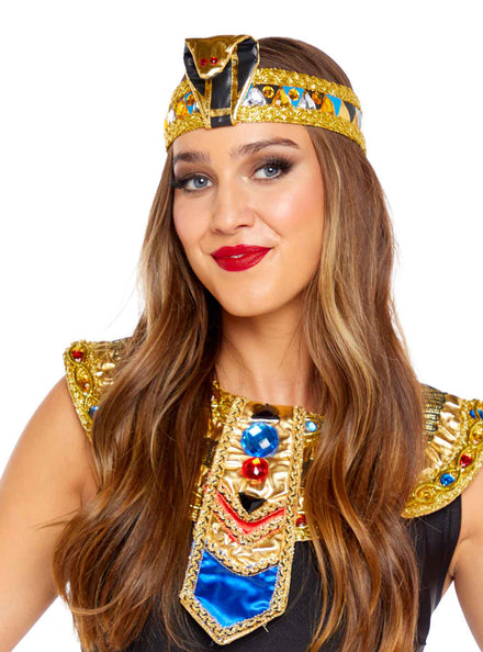 Egyptian Queen Gold Jewel Snake Crown - Main Image