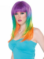 Womens Layered Rainbow Costume Wig With Fringe - Main Image