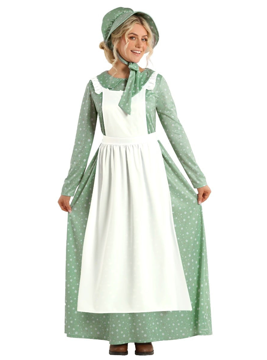 Colonial American Prairie Plus Size Womens Green Costume - Alternative Image 3