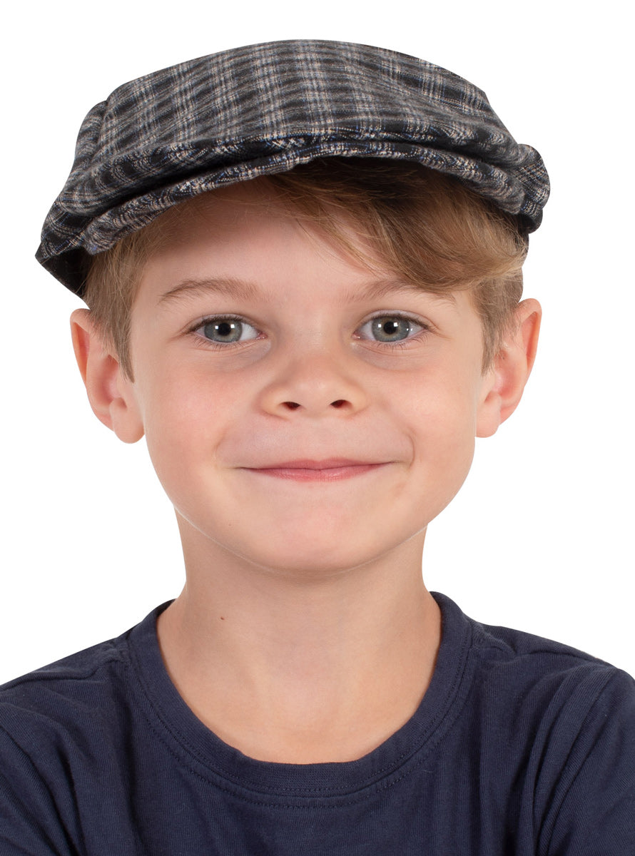 Grey Plaid Boys 1920s Costume Flat Cap - Alternative Image
