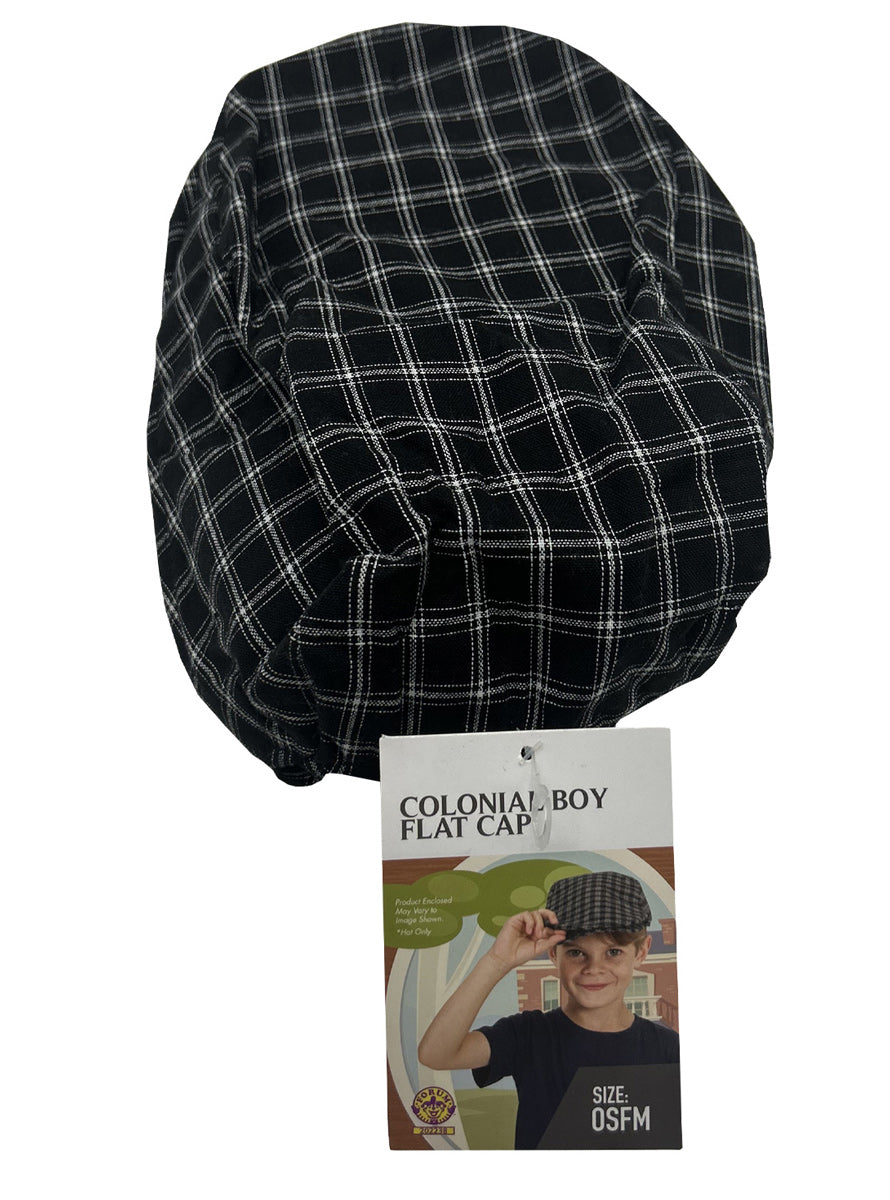Grey Plaid Boys 1920s Costume Flat Cap - Packaging Image