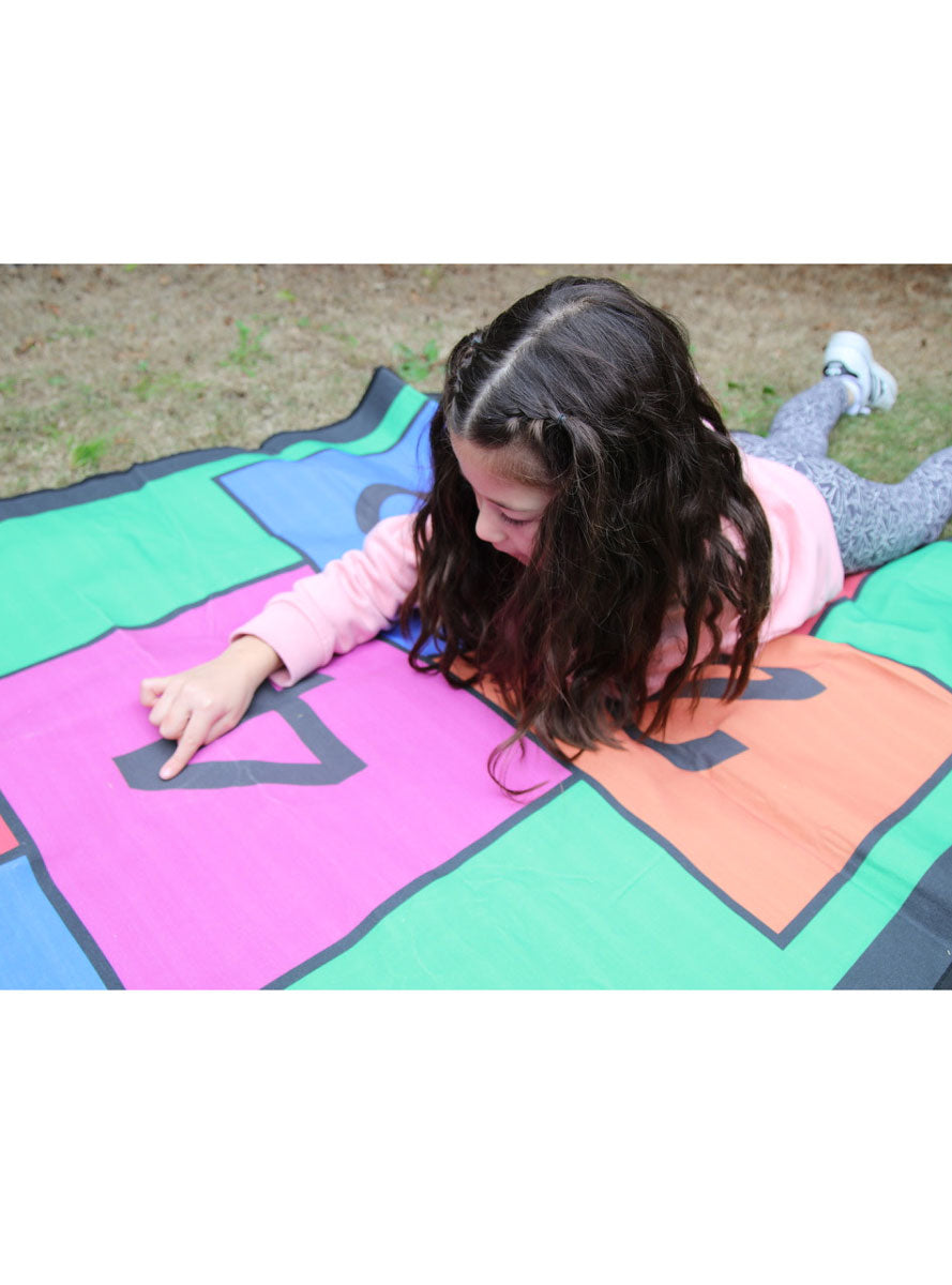 Colourful 3m Long Hopscotch Mat With Petal Pegs Kids Lawn Game - Lifestyle Image 2
