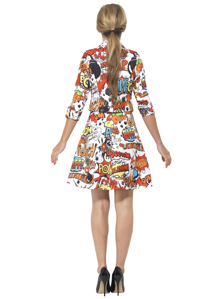 Plus Size Womens Comic Book Print Costume Suit - Back Image