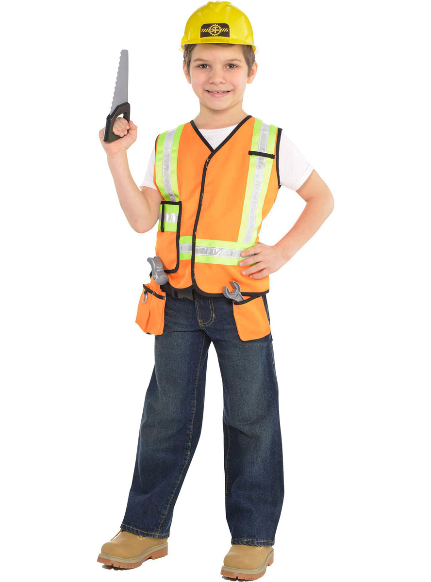 Boys Construction Worker Builder Costume Kit - Main Image