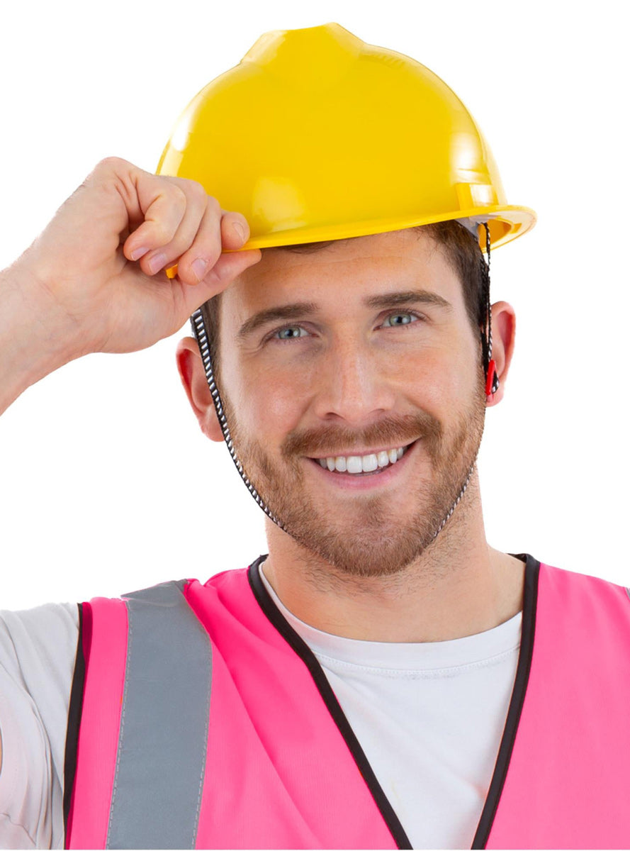 Adults Novelty Yellow Construction Worker Costume Hard Hat - Main Image