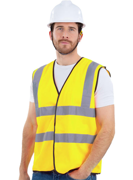 Mens Yellow Builder Hi Vis Costume Vest - Main Image