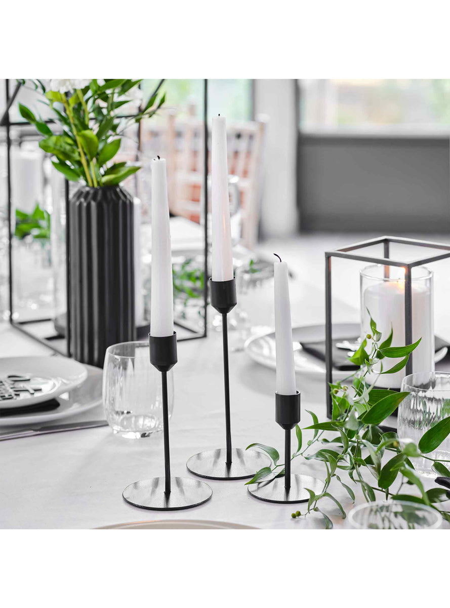 Contemporary Wedding 3 Pack Black Candle Holders - Lifestyle Image
