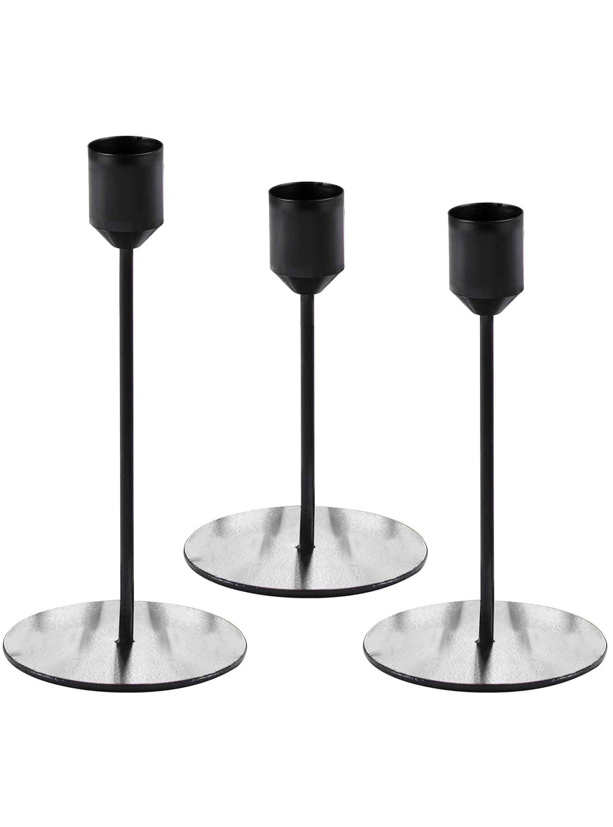 Contemporary Wedding 3 Pack Black Candle Holders - Main Image