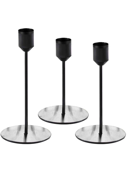 Contemporary Wedding 3 Pack Black Candle Holders - Main Image