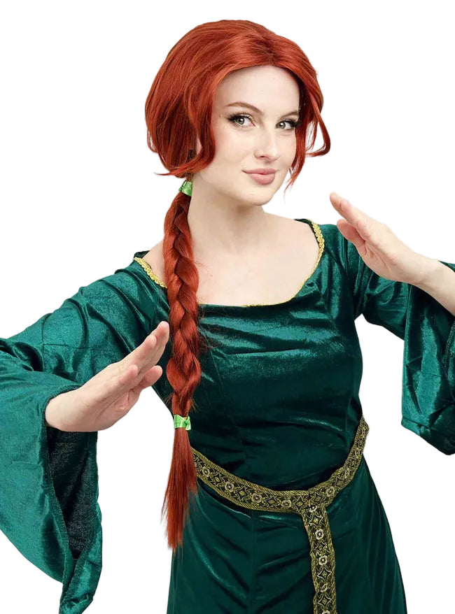 Copper Princess Womens Long Auburn Costume Wig with Plait - Alternative Image 2