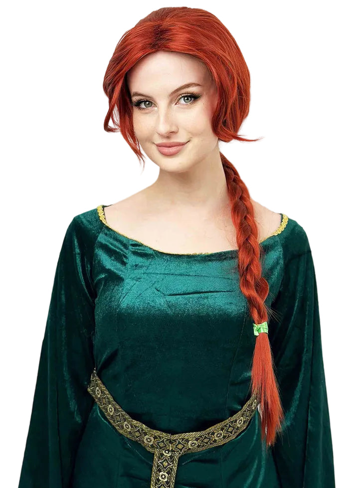 Copper Princess Womens Long Auburn Costume Wig with Plait - Main Image
