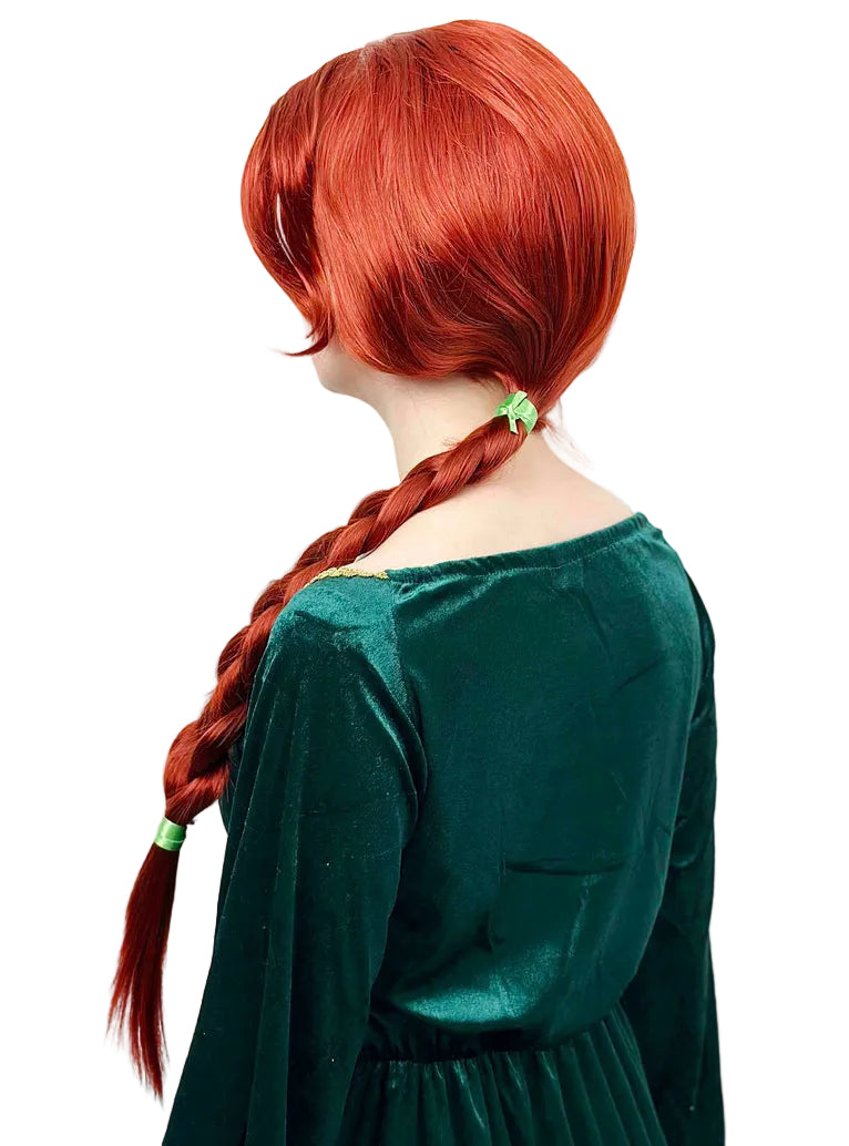 Copper Princess Womens Long Auburn Costume Wig with Plait - Side Image 2