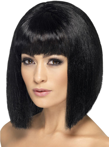 Blunt Cut Womens Black Costume Bob Wig - Main Image