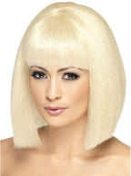 Womens Blonde Blunt Cut Bob Costume Wig - Main Image