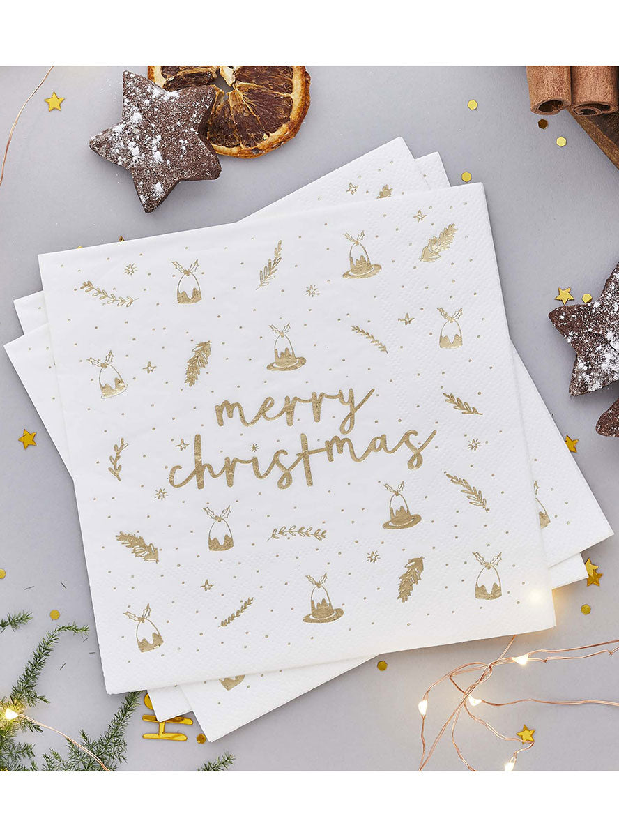 Merry Christmas Lunch Napkins - Lifestyle Image