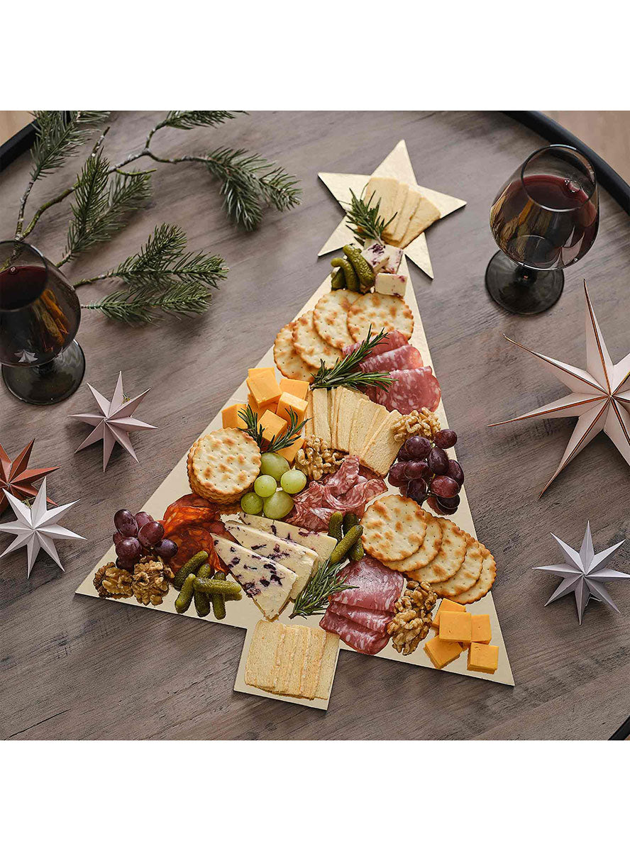 Gold Cosy Christmas Tree Shaped Grazing Board – Lifestyle Image