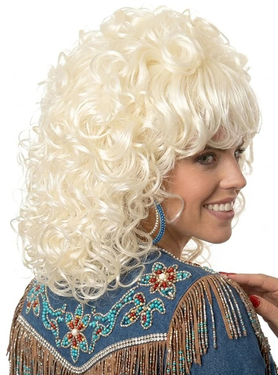 Country Curls Womens Blonde Dolly Costume Wig