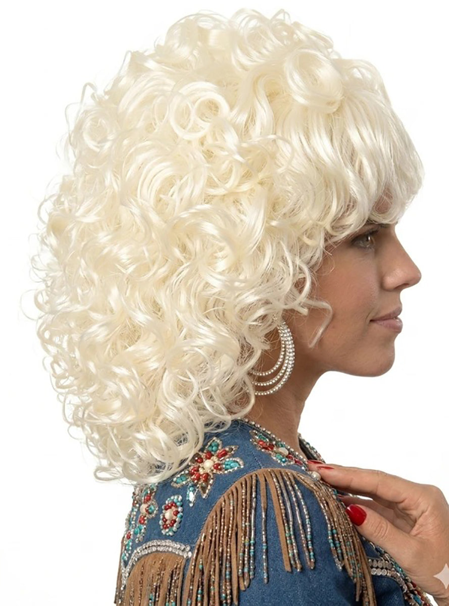Country Curls Womens Blonde Dolly Costume Wig