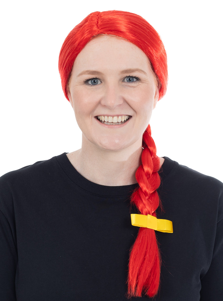 Country Girl Womens Red Plaited Costume Wig - Main Image