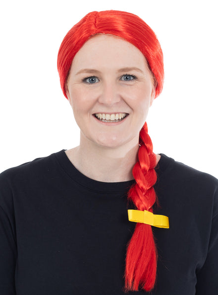 Country Girl Womens Red Plaited Costume Wig - Main Image