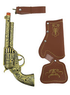 Gold Cowboy Gun with Brown Holster