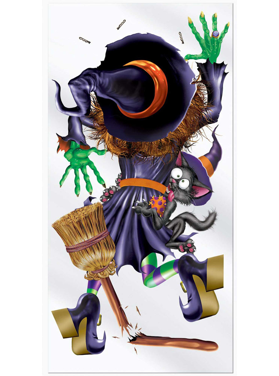 Halloween Crashed Witch Door Cover - Main Image