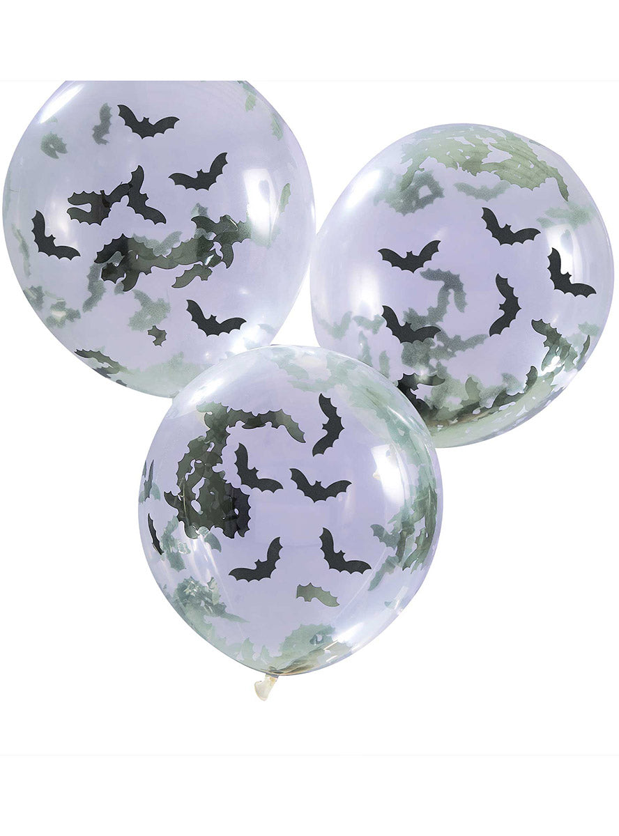 Bat Confetti Filled Creep it Real Latex Balloons 5 Pack - Main Image