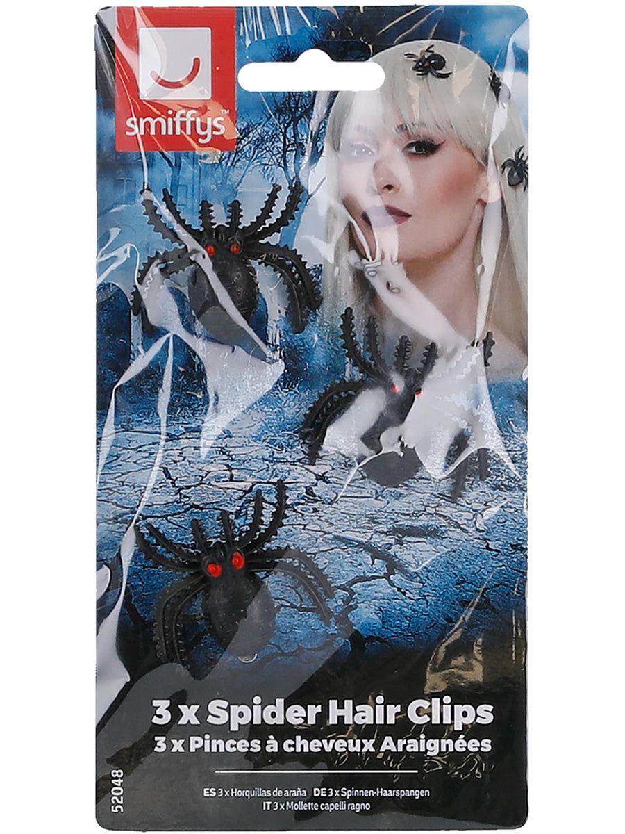 Halloween Black Spider Hair Clips Pack of 3 - Packaging Image