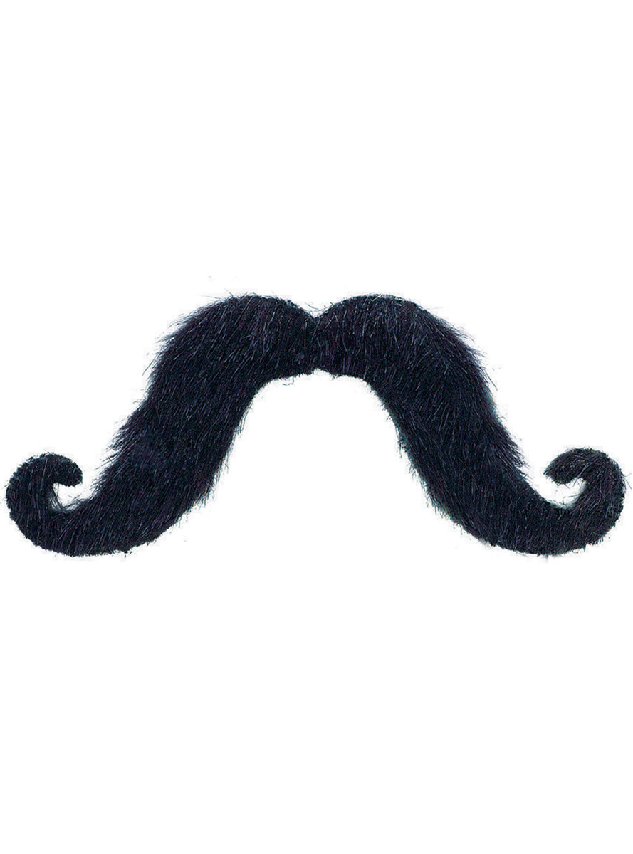 Stick On Black Curled Moustache - Main Image
