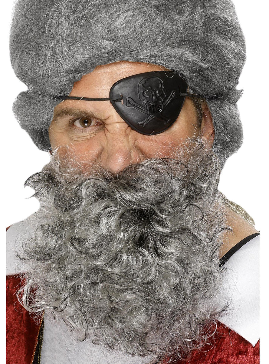 Grey Curly Pirate Costume Beard - Main Image