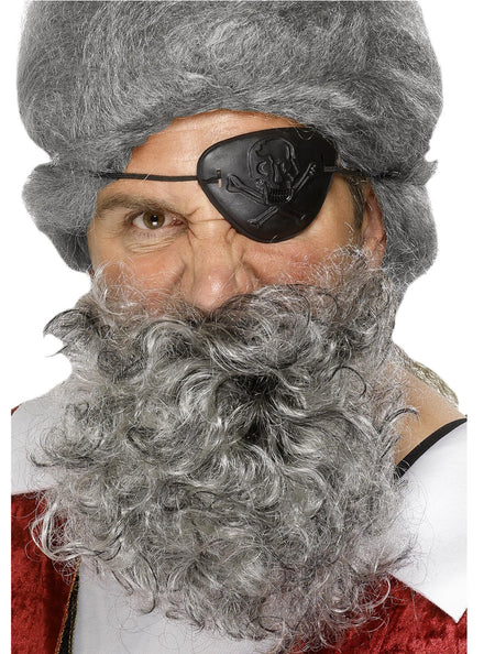 Grey Curly Pirate Costume Beard - Main Image