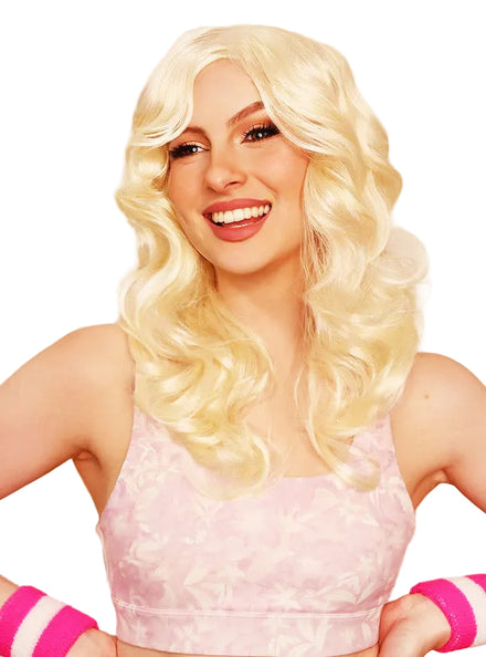 Curly Blonde Womens Barbie Costume Wig - Main Image